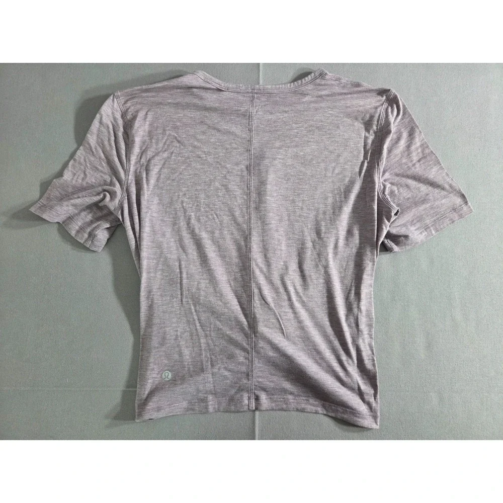 Lululemon Shirt Womens 4 Heathered Purple Crescent Tee Front Twist Knot Casual